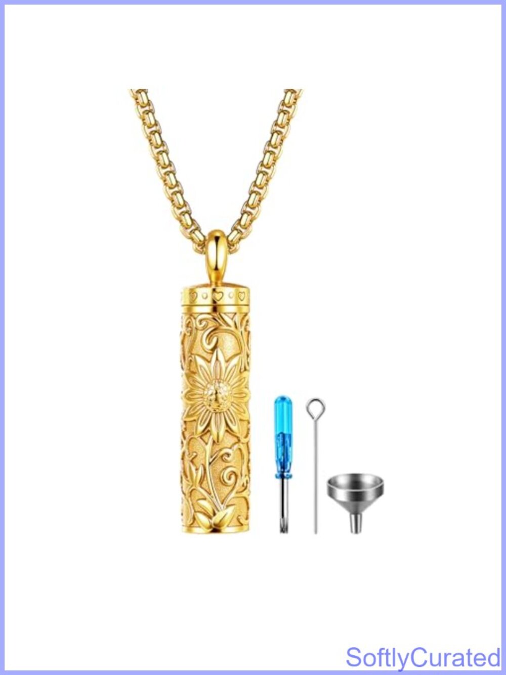 Sunflower Urn Necklace for Ashes Stainless Steel Cremation Memorial Pendant
